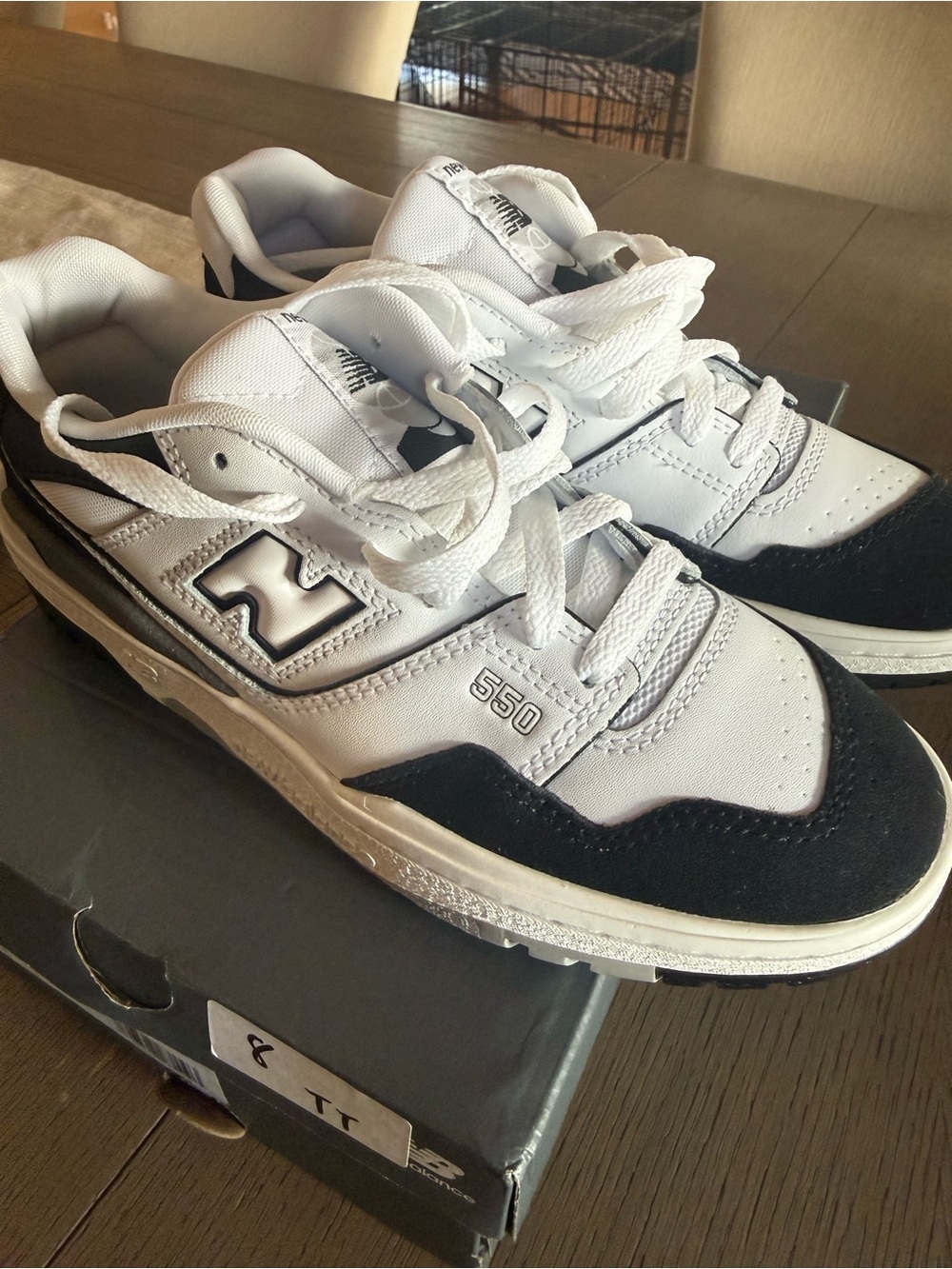 New Balance Kids 550 White and Black Retro Sneakers Brand New